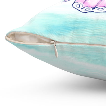 Square Pillow Butterfly Flutter Right Facing Pink