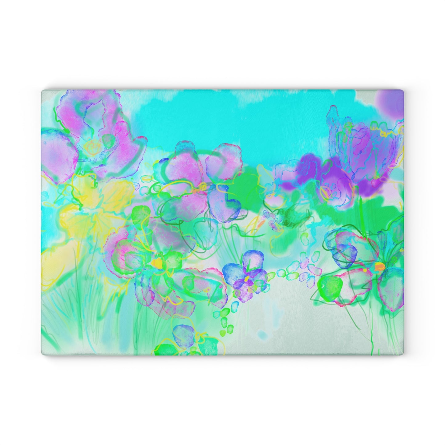 Glass Cutting Board Watercolor Landscape