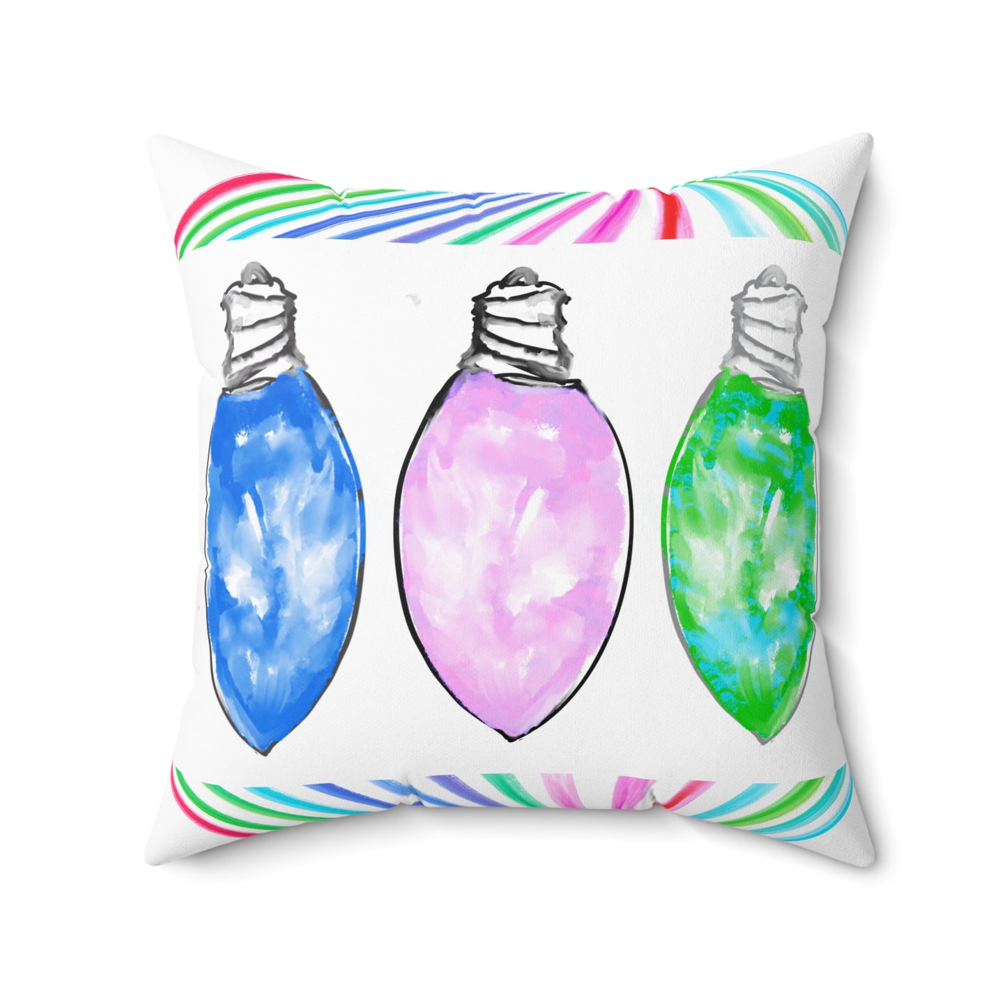 Pillows Christmas Bulbs & Stripes Spun Polyester Square Pillow