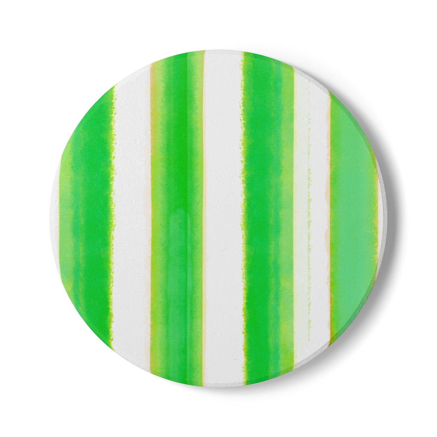 Watercolor Stripe Ceramic Coaster, Darker Green