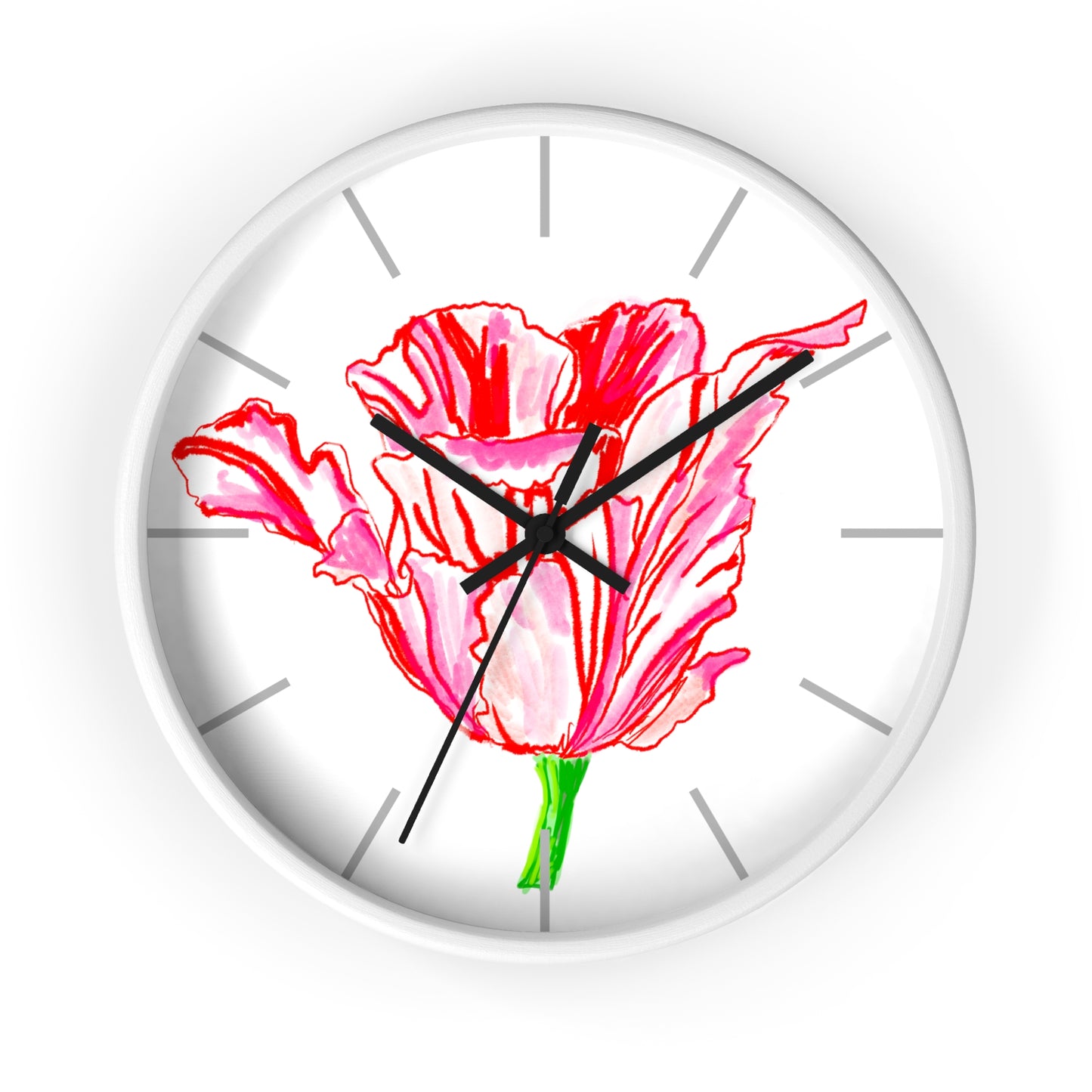 Tulip Love Wall Clock Red Tulip