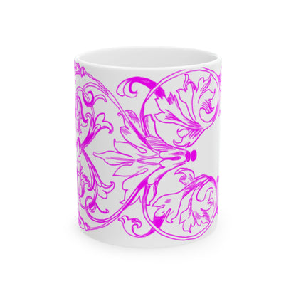 Scrollwork Ceramic Mug Raspberry