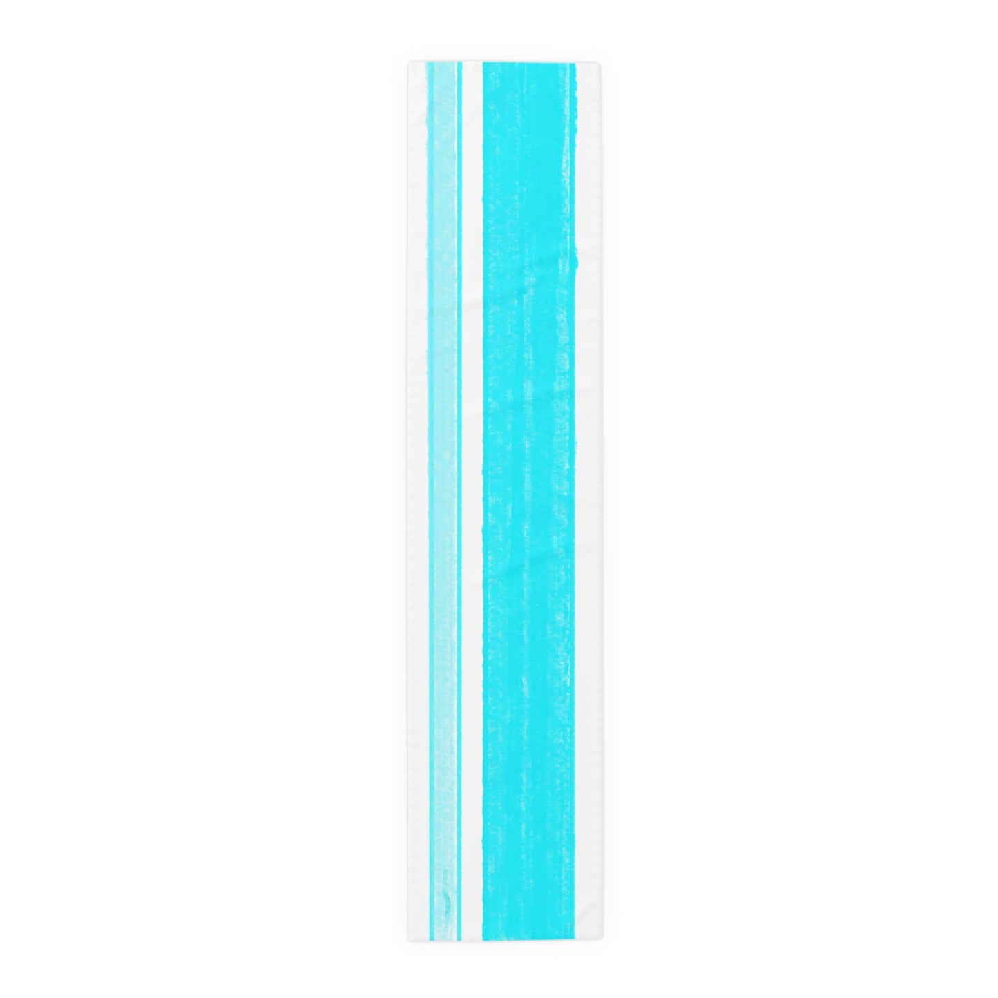 Mega Stripe Table Runner (Cotton Creamy White OR  Poly Bright White) Aqua