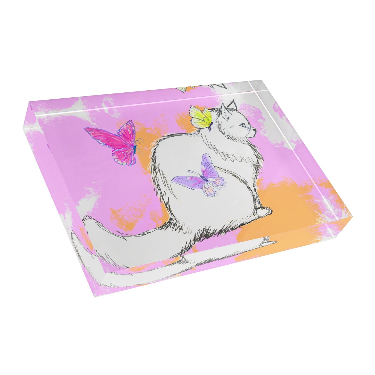 Kitty Flutter Acrylic Block