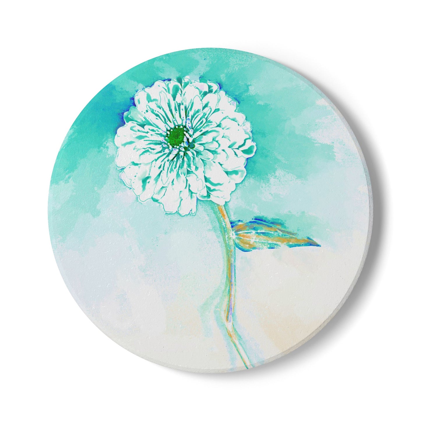 Zinnia Ceramic Coaster, Aqua