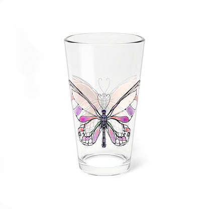 Mixing Glass, 16oz Butterfly Colorful Watercolor