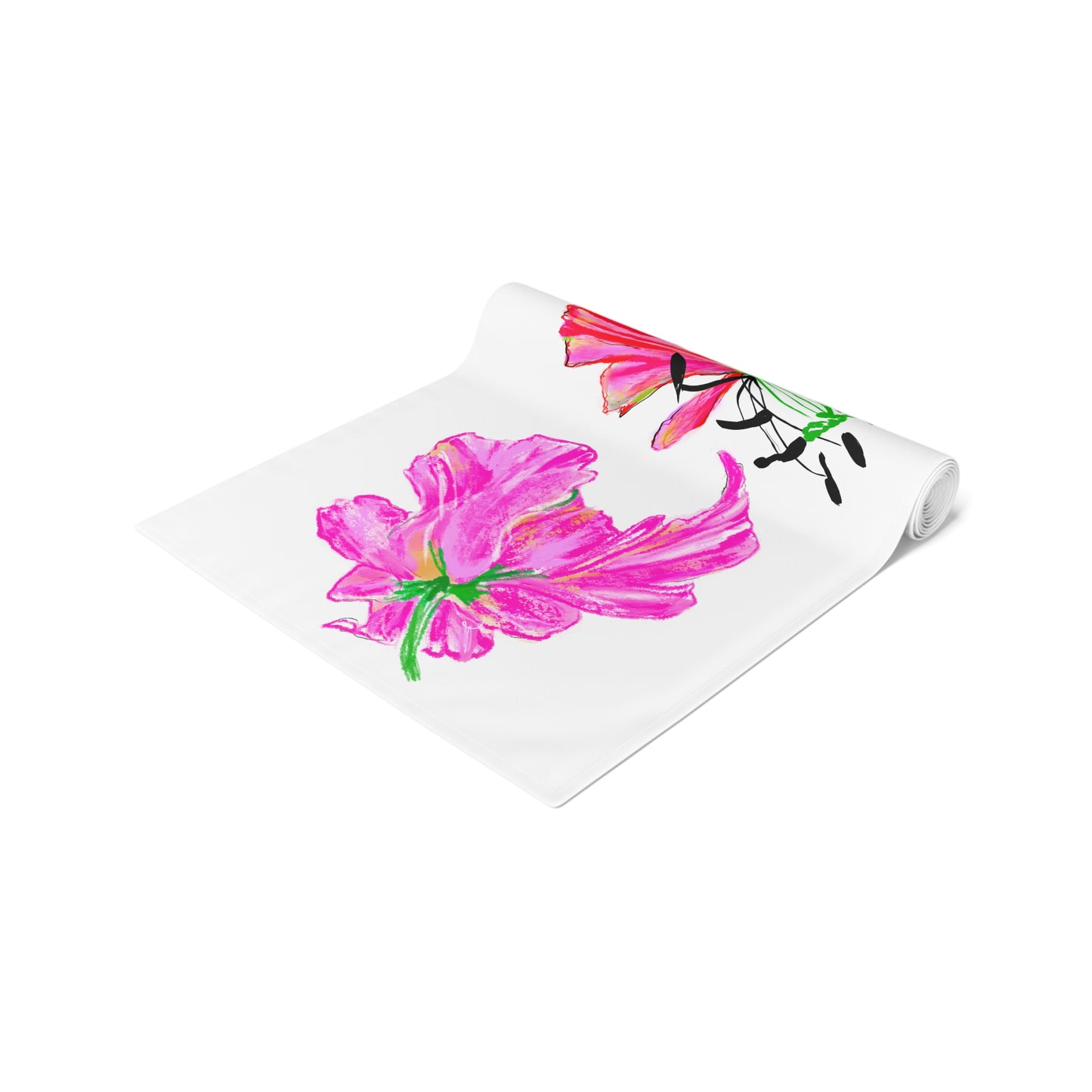 Tulip Love Table Runner 16" x 72" Cotton Creamy White OR Polyester Brighter White