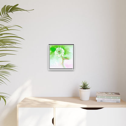 Zinnia Color Splash Matte Canvas Grass Green Framed