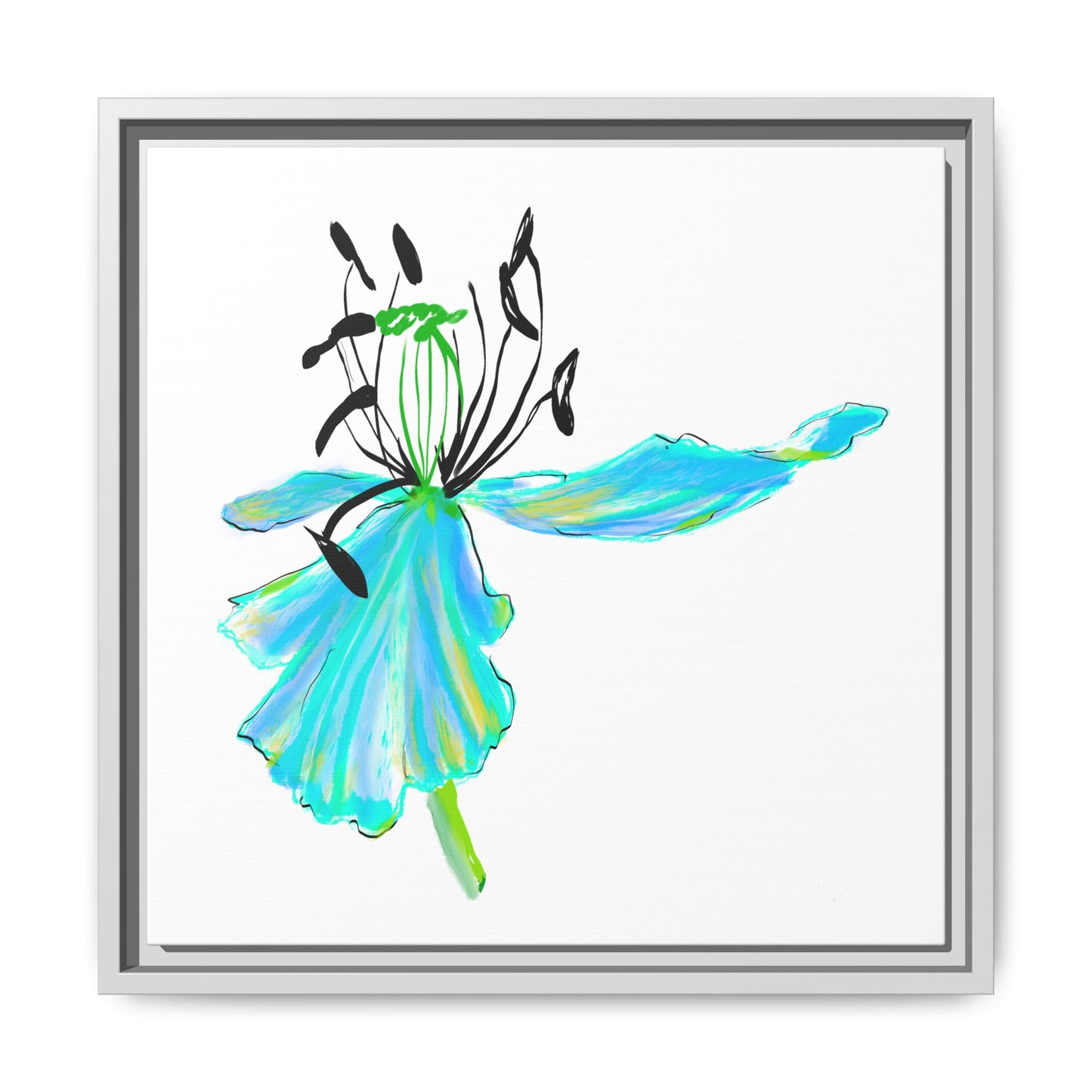 Dancing Tulips Matte Canvas, Framed Aqua
