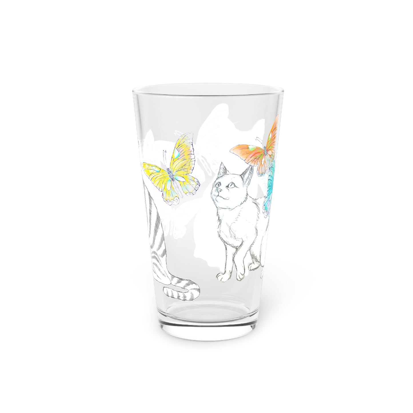 Kitty Flutter Pint Glass 16oz