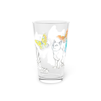 Kitty Flutter Pint Glass 16oz