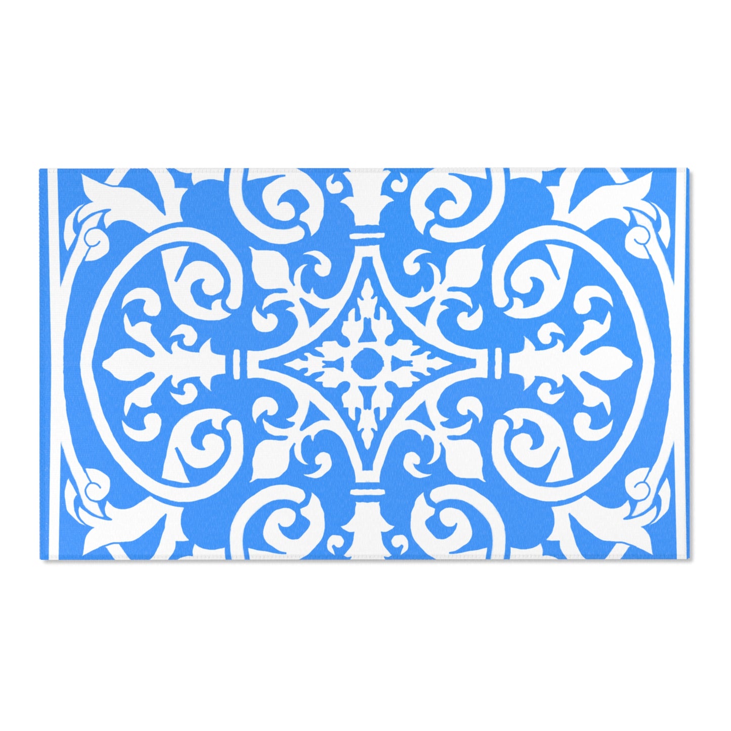 Scrollwork Indoor/Outdoor Rug Blue