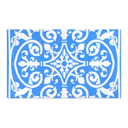 Scrollwork Indoor/Outdoor Rug Blue