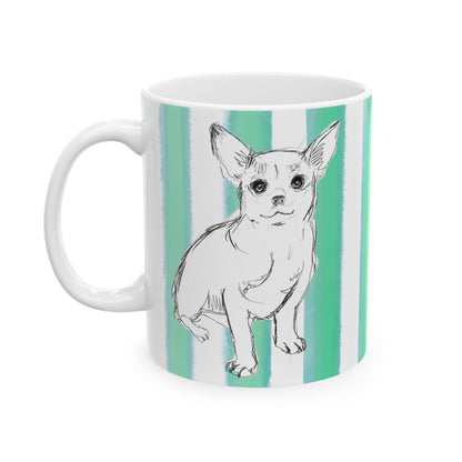 Dogi Fun Mug  with Aqua Green Stripes