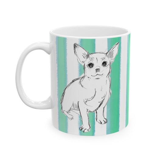 Dogi Fun Mug  with Aqua Green Stripes
