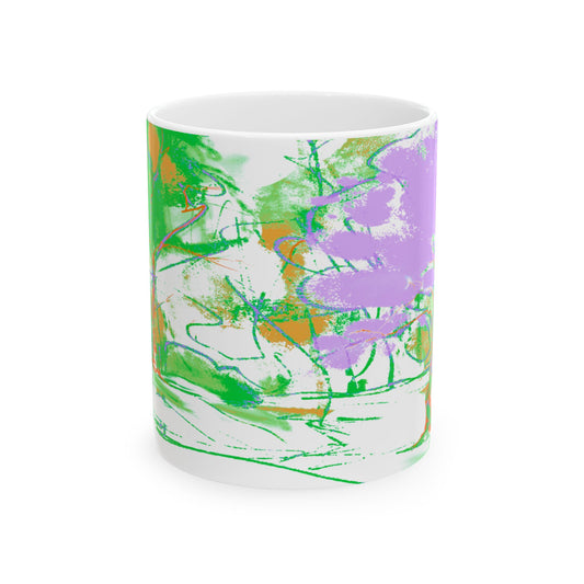 Joyful Landscapes Ceramic Mug in Green and Purple, 11oz, 15oz