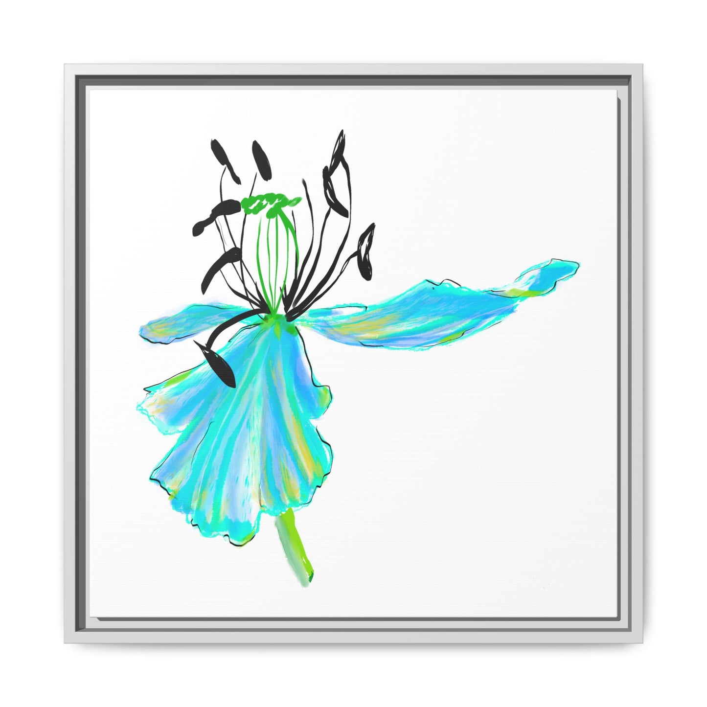 Dancing Tulips Matte Canvas, Framed Aqua