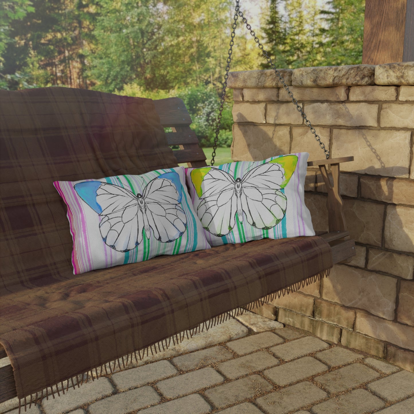 Pillows Outdoor Watercolor Butterfly Whimsy