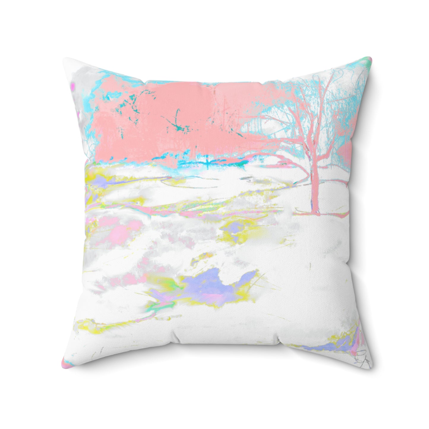 Pillows Spun Polyester Square Serene Watercolor Landscape
