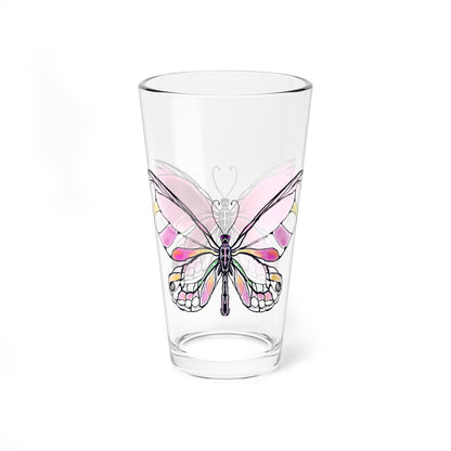 Mixing Glass, 16oz Butterfly Colorful Watercolor