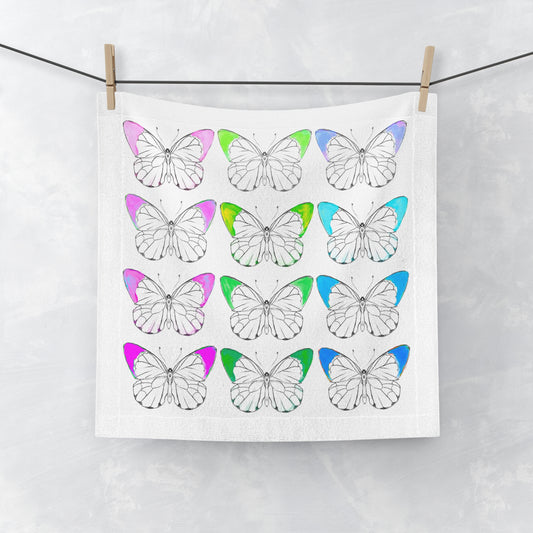 Face Towels Color Tipped Butterflies