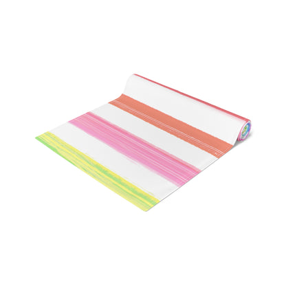 Watercolor Stripe Table Runner, Multi color 16" x72"