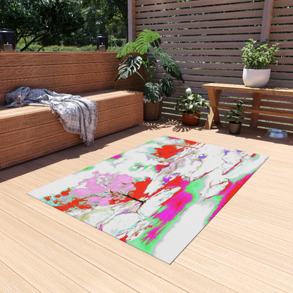 Inspirational Landscapes Indoor/Outdoor Rug, "Squander your life for a purpose", Red and Pink Non-slip