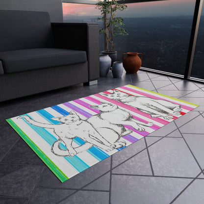 Kitty Fun Indoor/Outdoor Rug blue and black