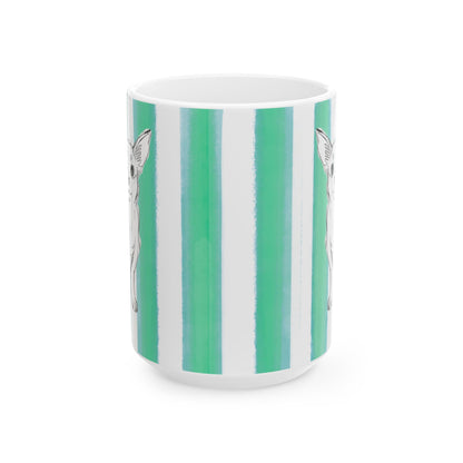 Dogi Fun Mug  with Aqua Green Stripes