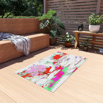 Inspirational Landscapes Indoor/Outdoor Rug, "Squander your life for a purpose", Red and Pink Non-slip