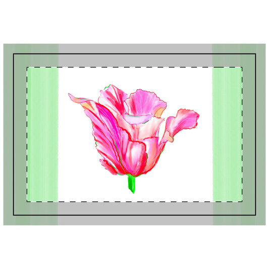 Tulip Love Polyester Quilted Placemat in Raspberry with Green Striped Edges