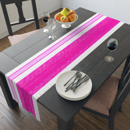 Mega Stripe Table Runner (Cotton Creamy White, Poly Bright White) Pink