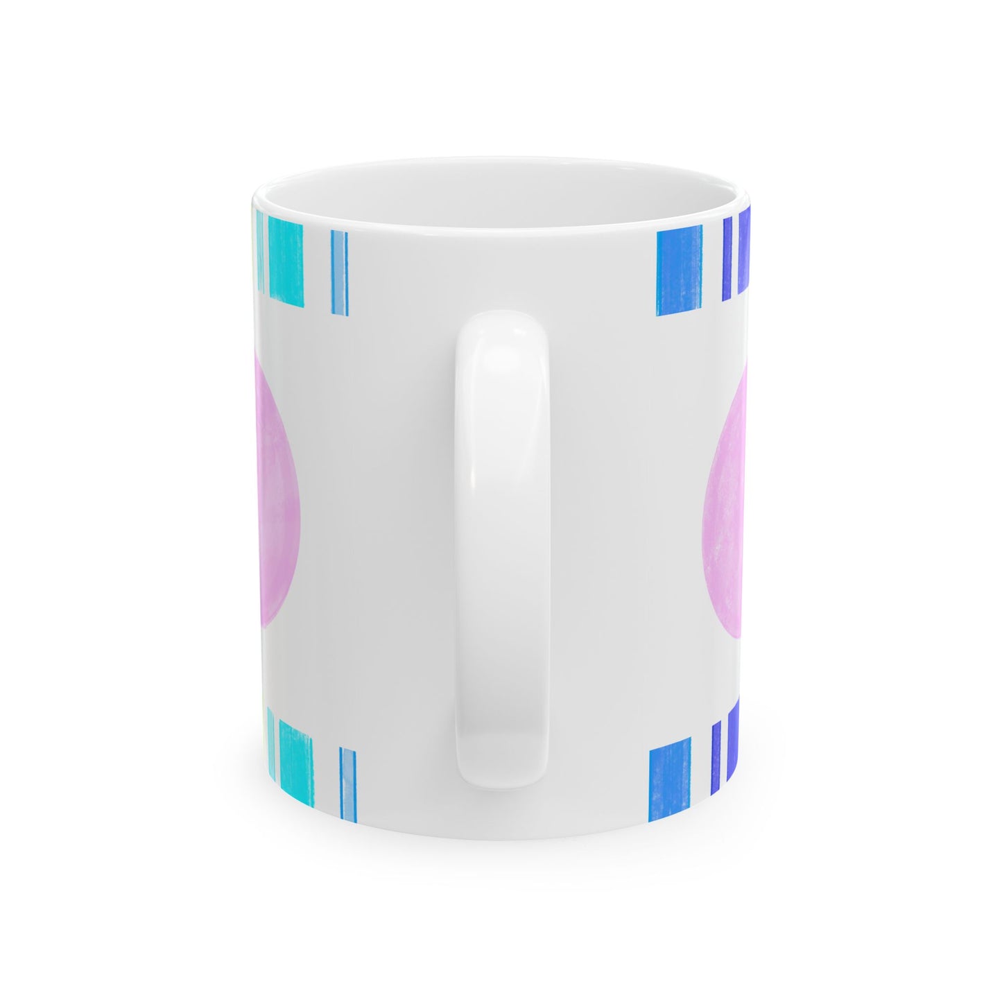 Mega Dot & Stripes Light Pink Ceramic Mug, (11oz, 15oz)