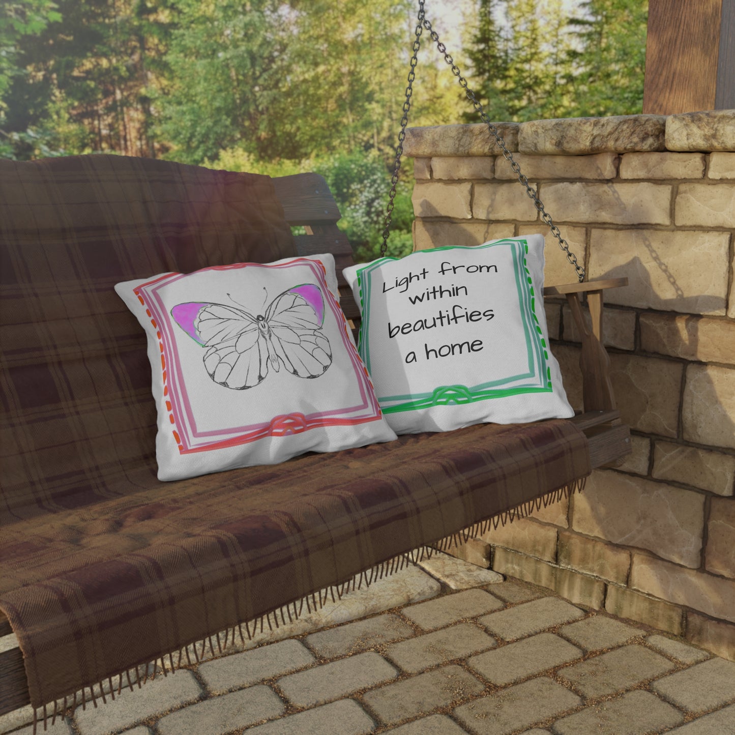 Chroma Outdoor Pillow Raspberry Orange "Light from within..."