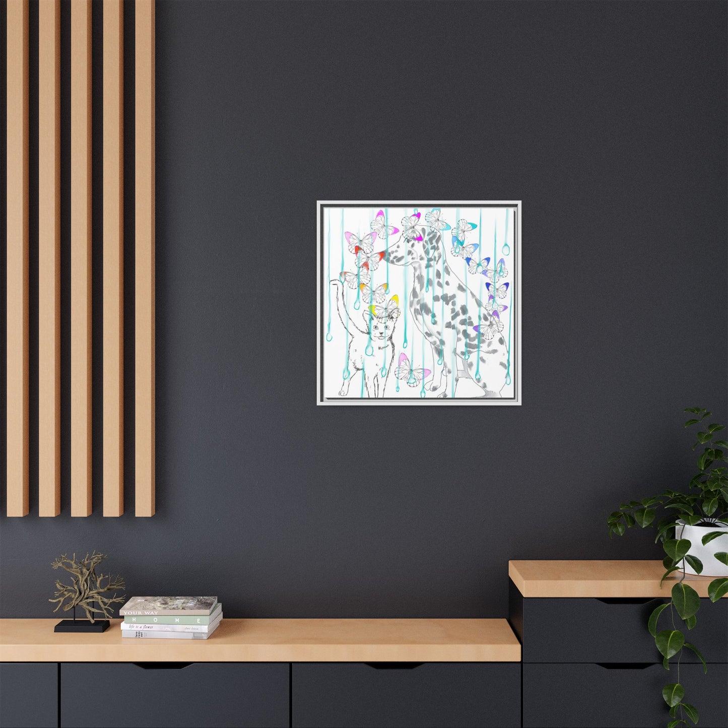 Butterfly Chroma Rain and Shine Matte Canvas, Framed (White)