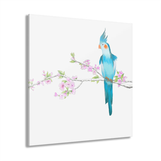 Jolly Birds Acrylic Prints (French Cleat Hanging) teal