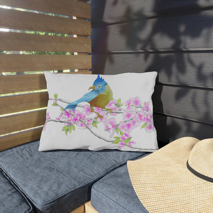 Outdoor Pillows Lumbar Birdies and Cherry Blossoms