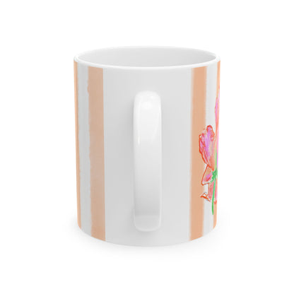 Dancing Tulips Mug Peach Pink