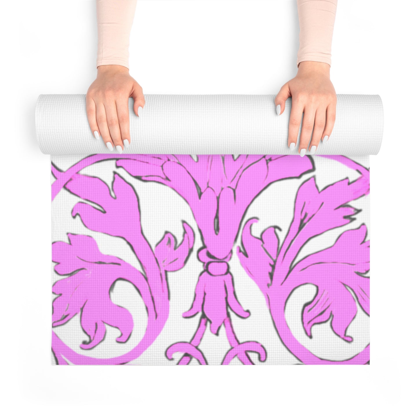 Scrollwork Exercise Mat Pink