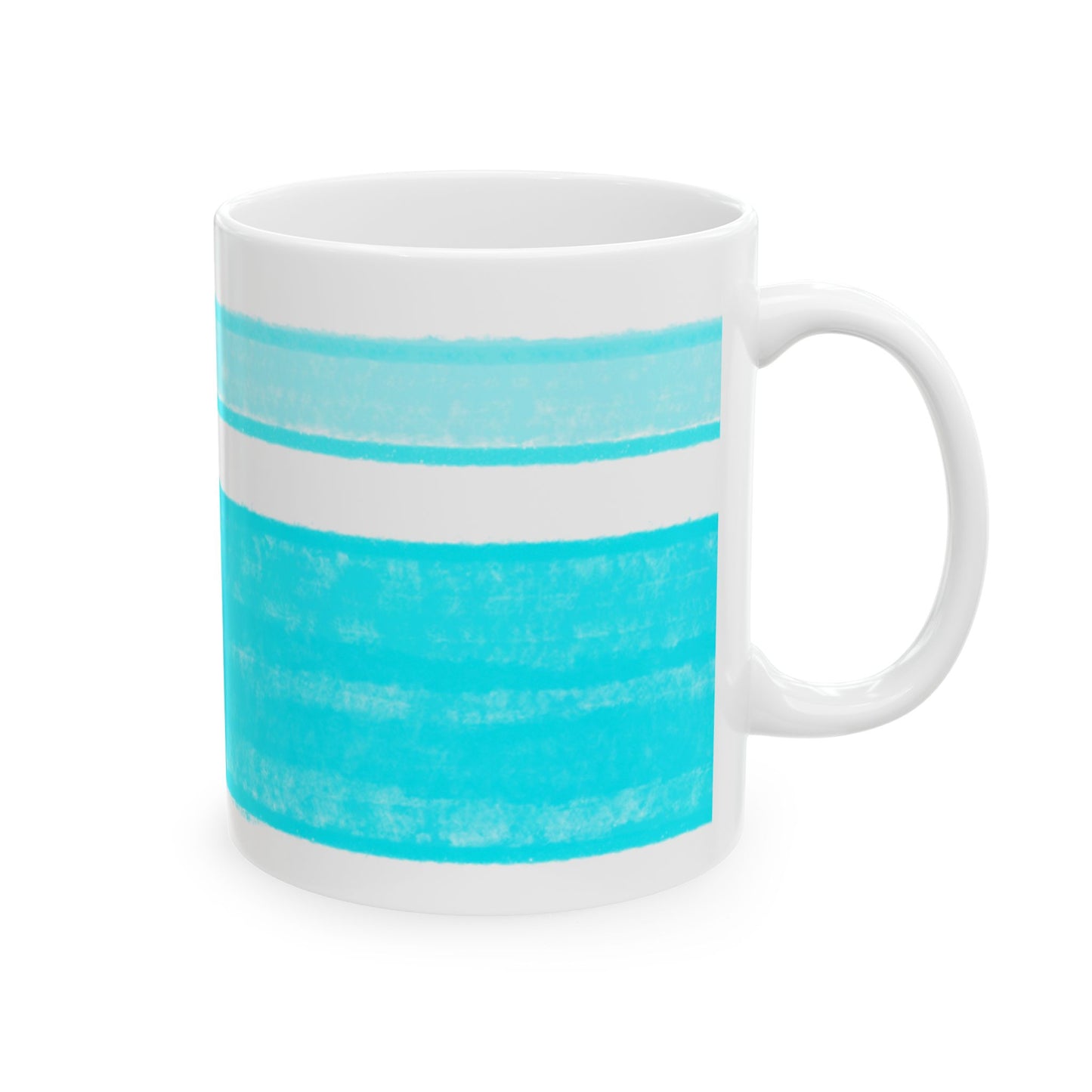 Mega Stripe Dogi Butterfly Flutter Ceramic Mug, (11oz, 15oz), Aqua Cocker Spaniel