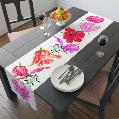 Tulip Love Table Runner 16" x 72" Cotton Creamy White OR Polyester Brighter White