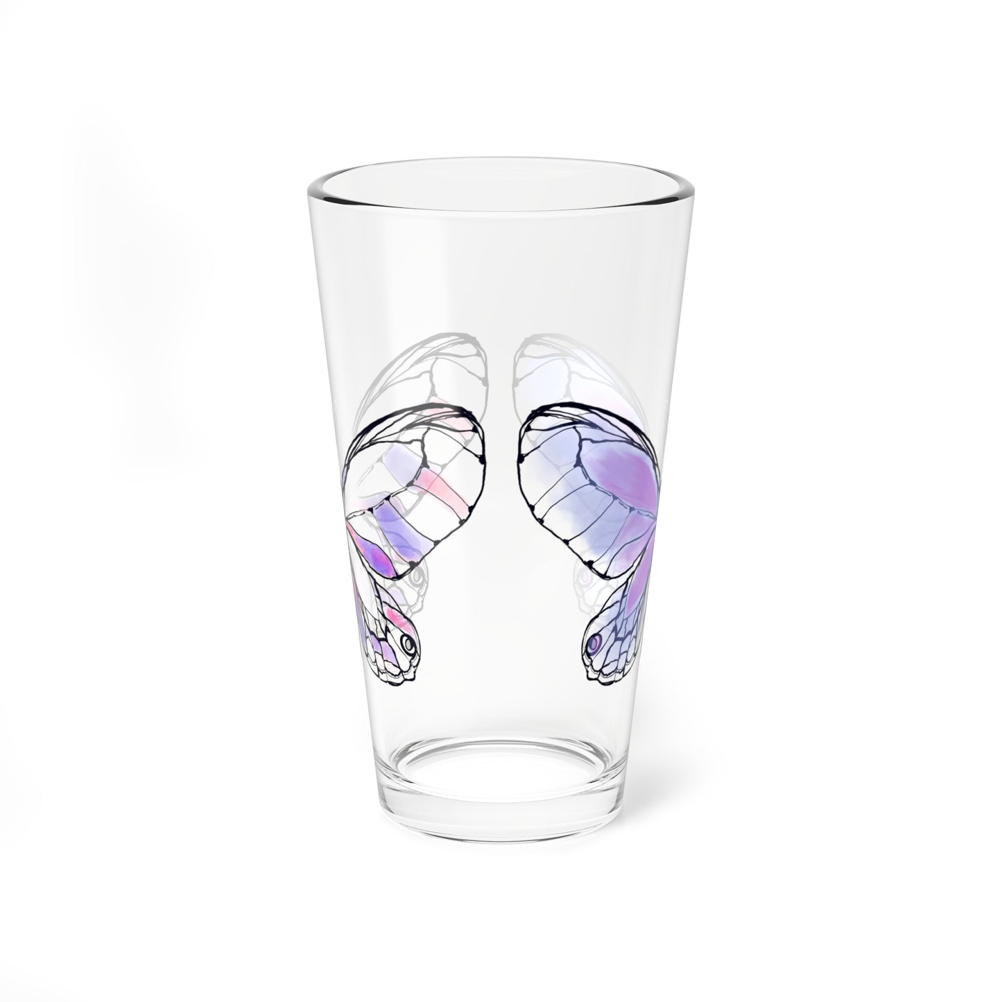 Mixing Glass, 16oz Butterfly Colorful Watercolor