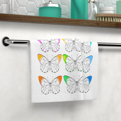 Face Towels Color Tipped Butterflies