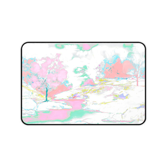 Joyful Landscapes Desk Mat, Soft  Pink, Green