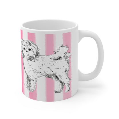 Dogi Fun Ceramic Mug  Pink, Shih Tzus