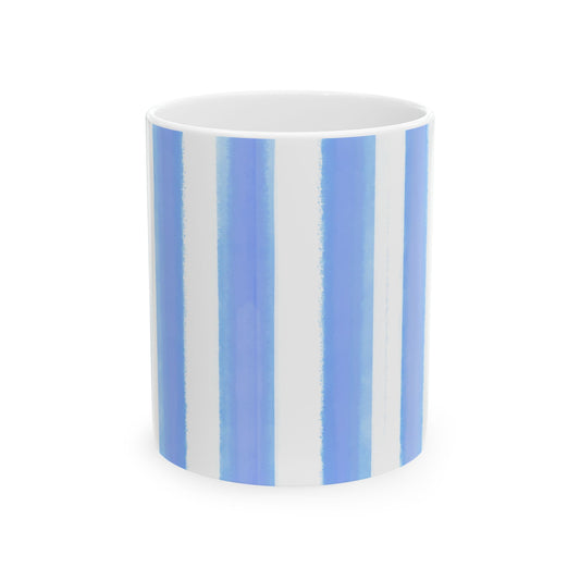 Watercolor Stripes Ceramic Mug Periwinkle