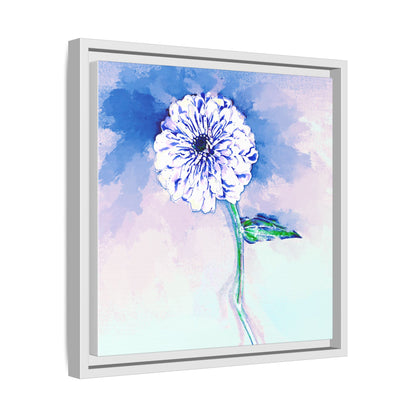 Zinnia Color Splash Matte Canvas Blue Framed