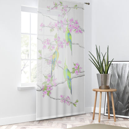 Window Treatments Sheer Curtain B Cherry Blossoms & Jolly Birds