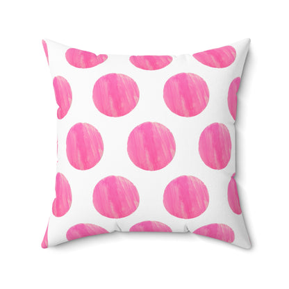 Polka Dot Palette Polyester Square Pillow Raspberry