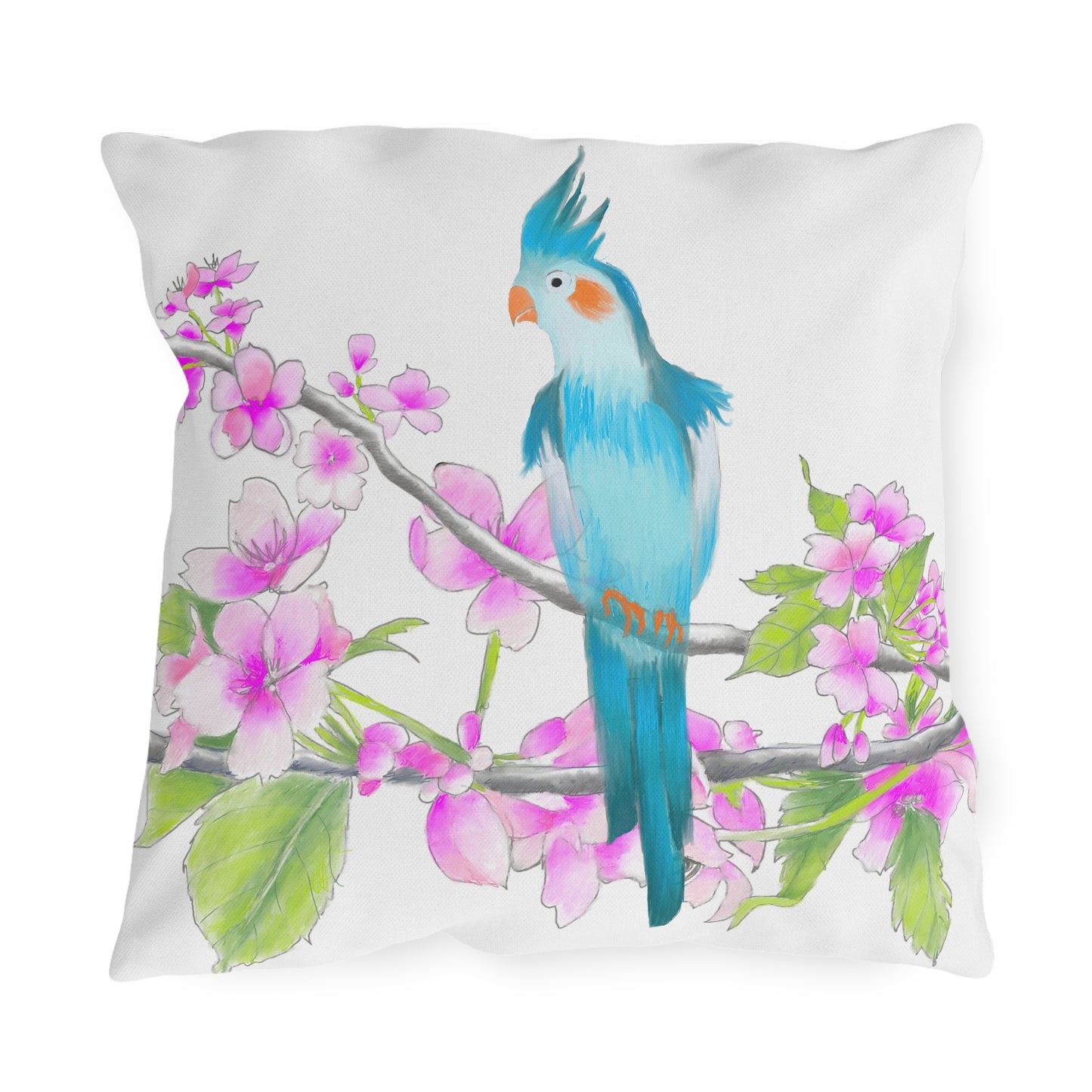 Outdoor Pillows Birdies & Cherry Blossom Branches